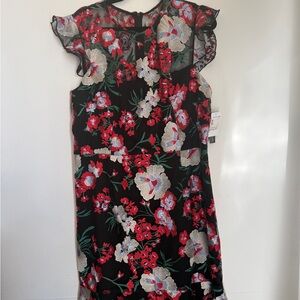 Embroiderd Floral Black Dress
